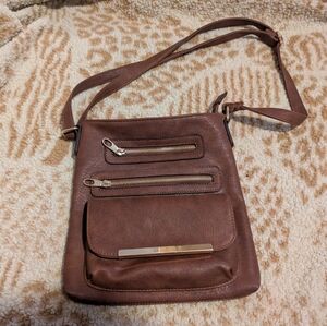 Brown Crossbody Bag With Gold Details